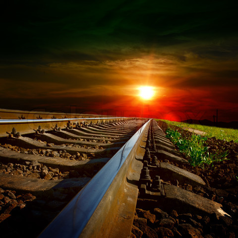 railways at the sunset